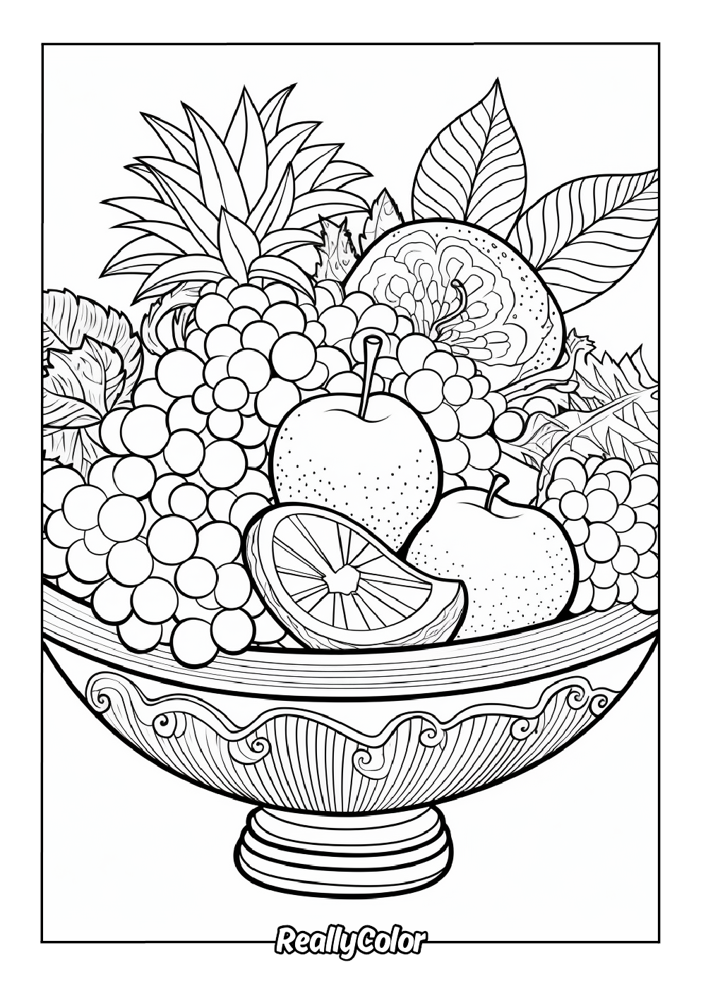 A bowl full of sweet fruits to color