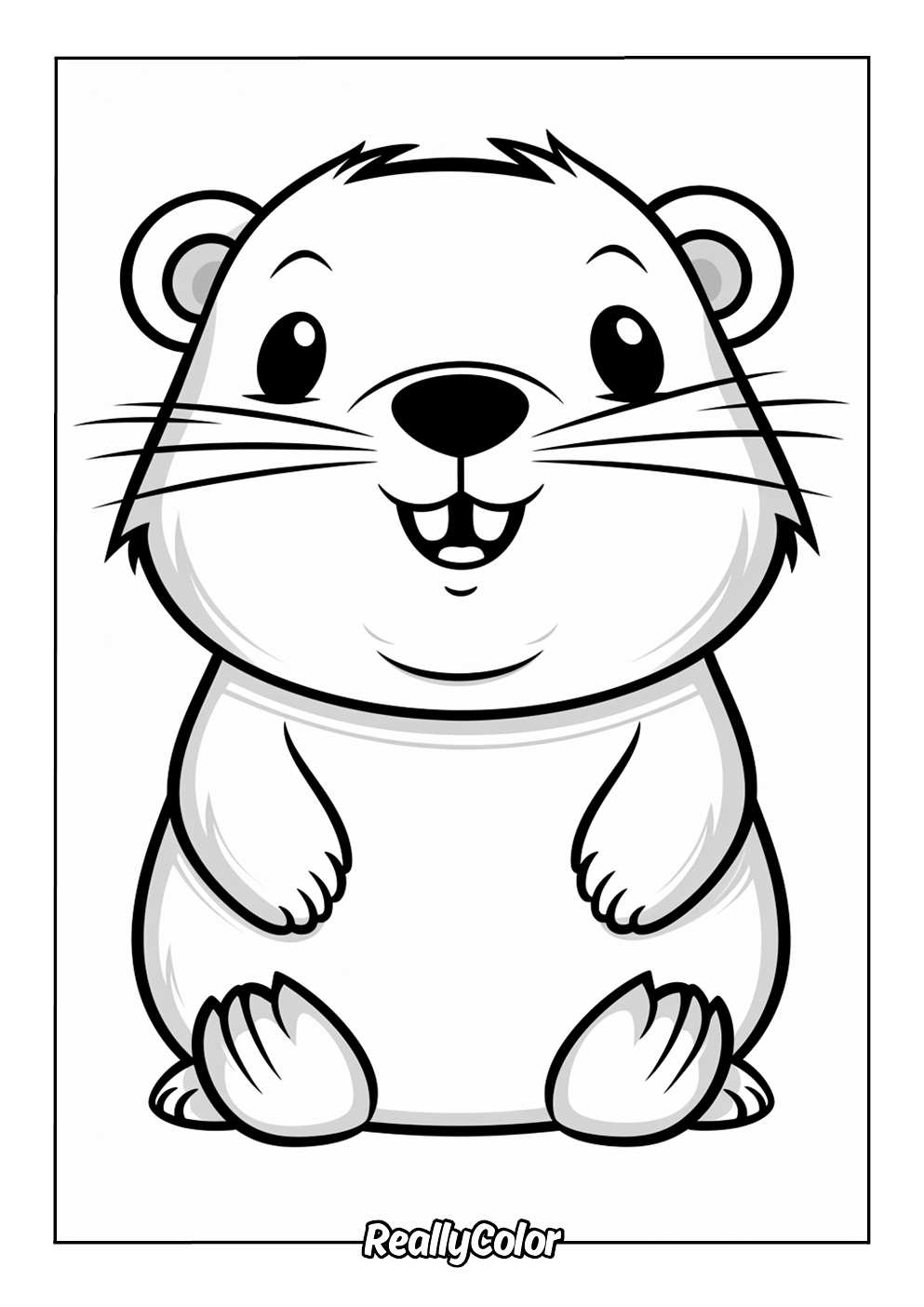 Adorable beaver easy to color