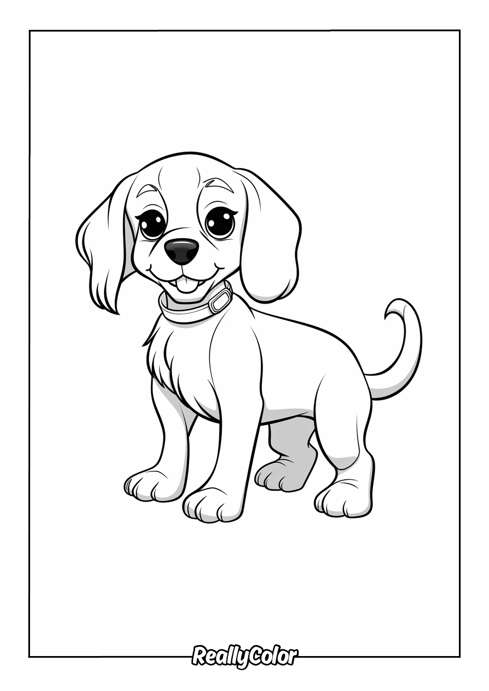 Adorable coloring page of a beagle