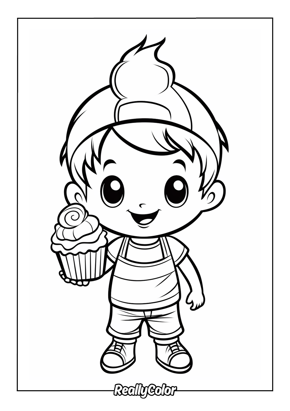 Adorable cupcake color page