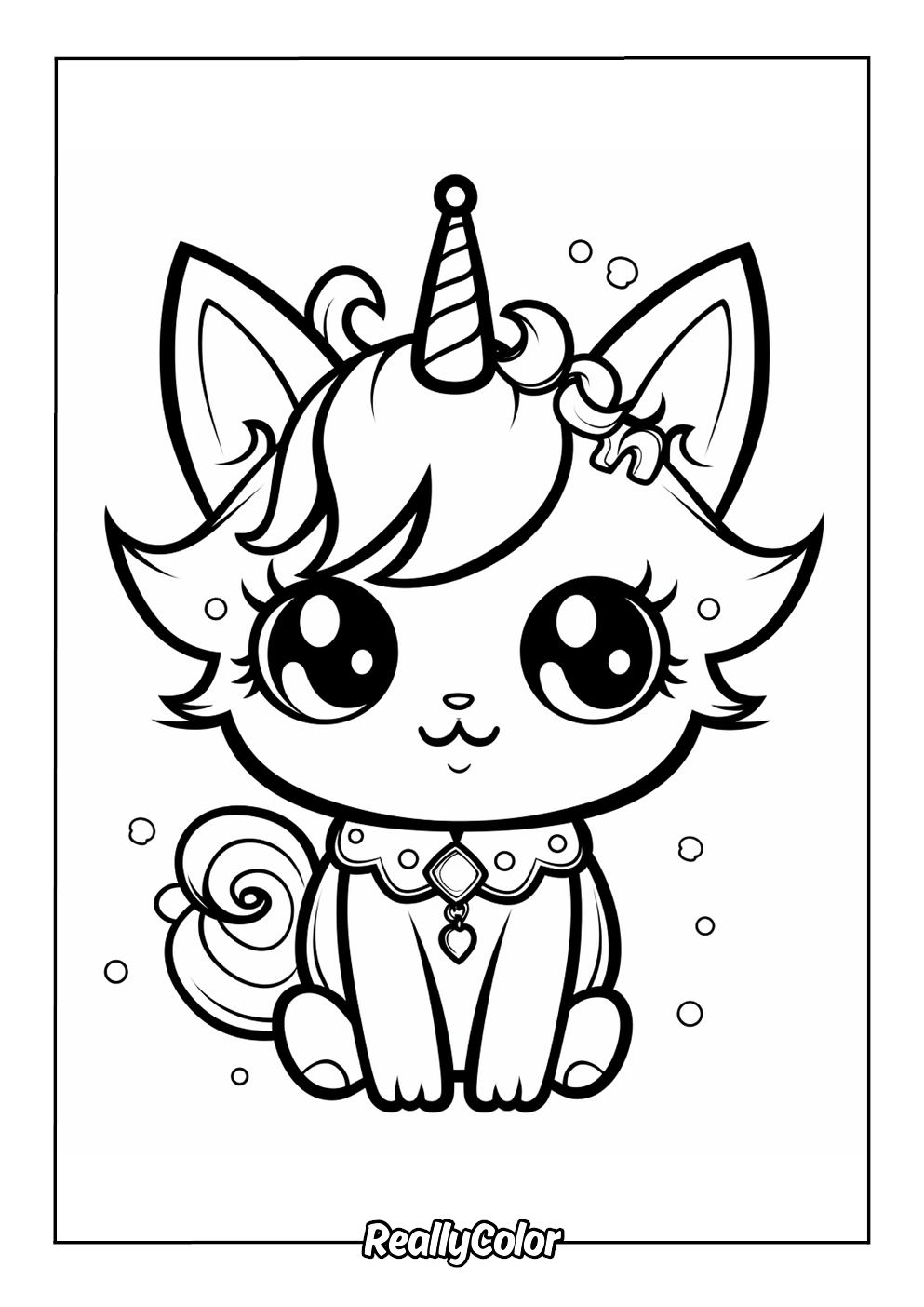 Adorable kittycorn coloring page