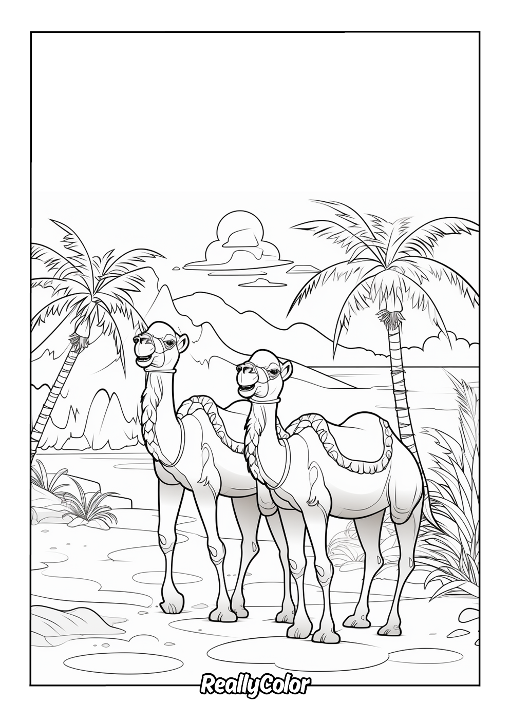 Adults coloring page of a camel