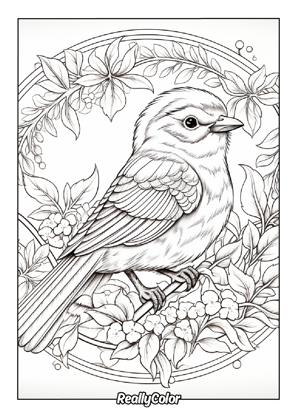 Adults coloring page of bird