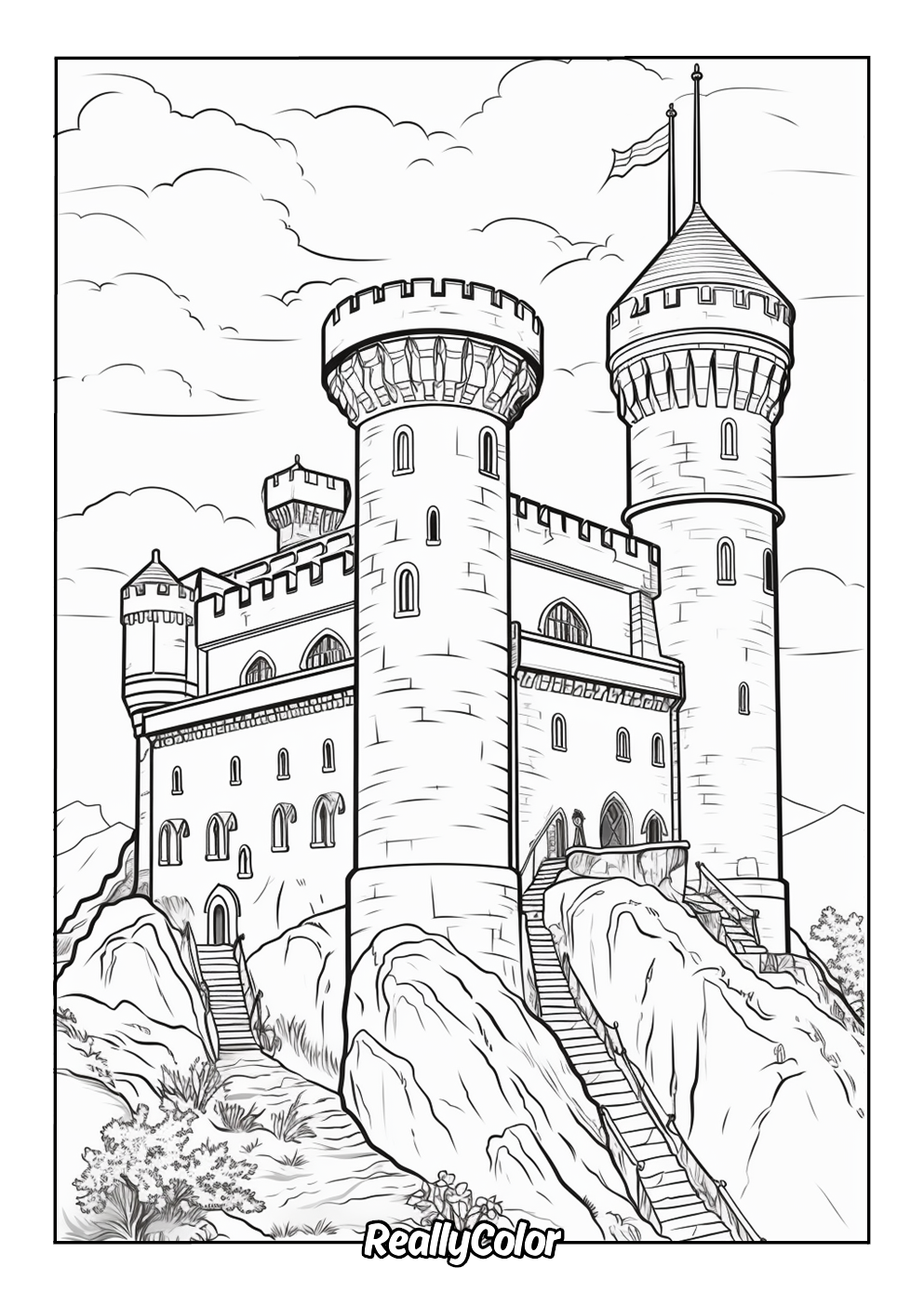 Amazing coloring page of a castle