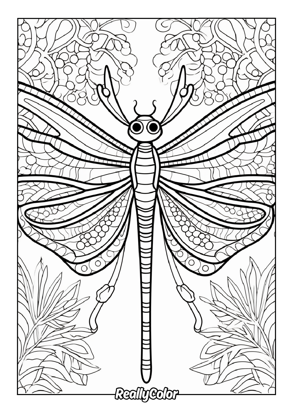 Amazing coloring page of a dragonfly