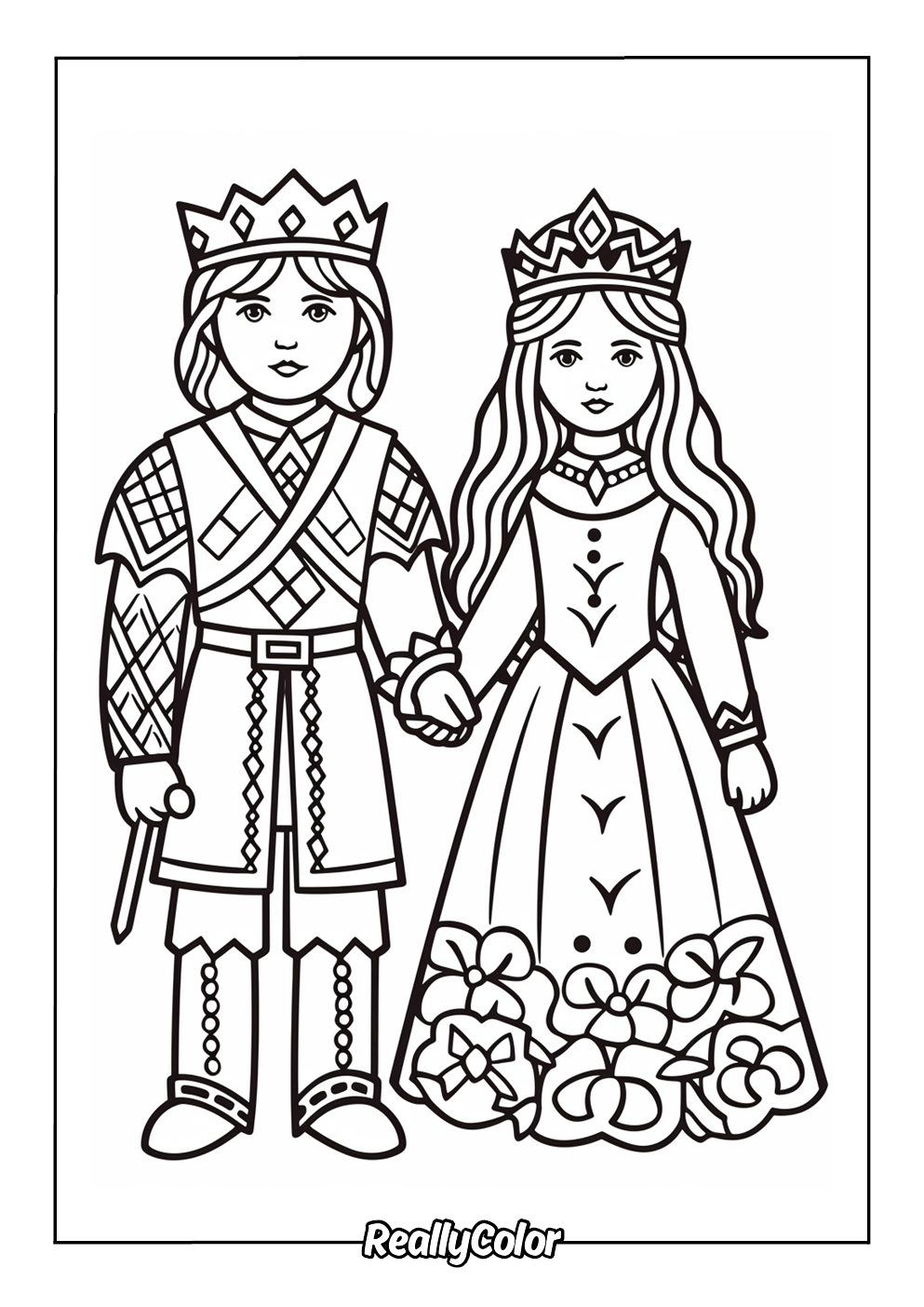 Amazing coloring page of princess and prince