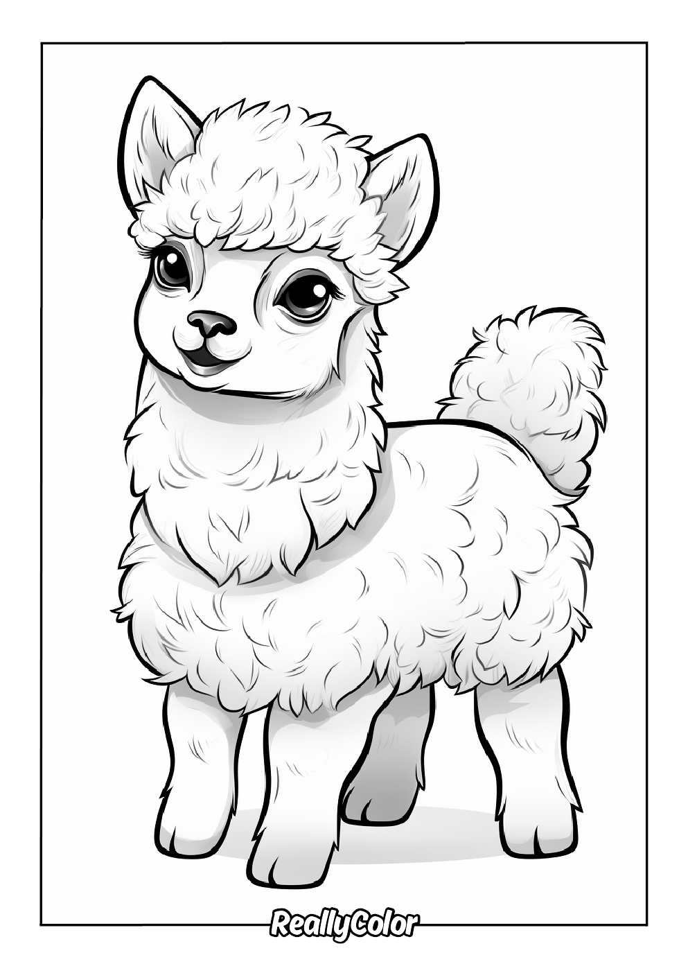 Anime alpaca coloring page for kids