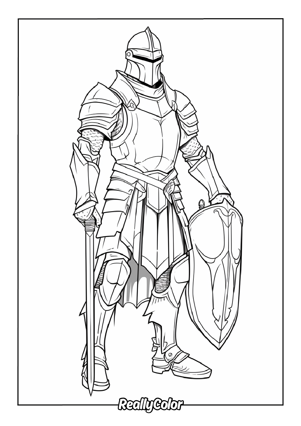 Armored knight coloring page