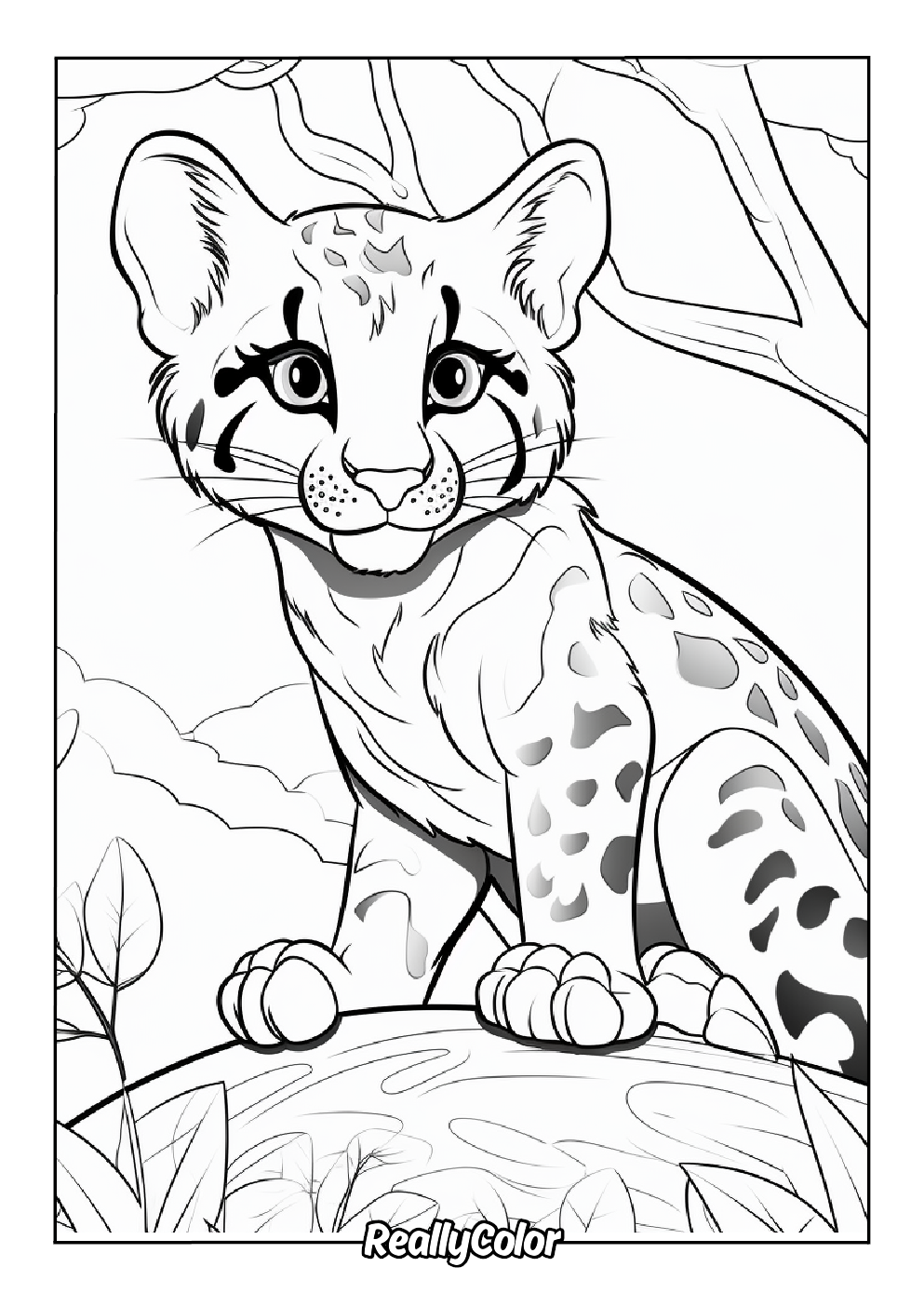 Baby cheetah coloring page