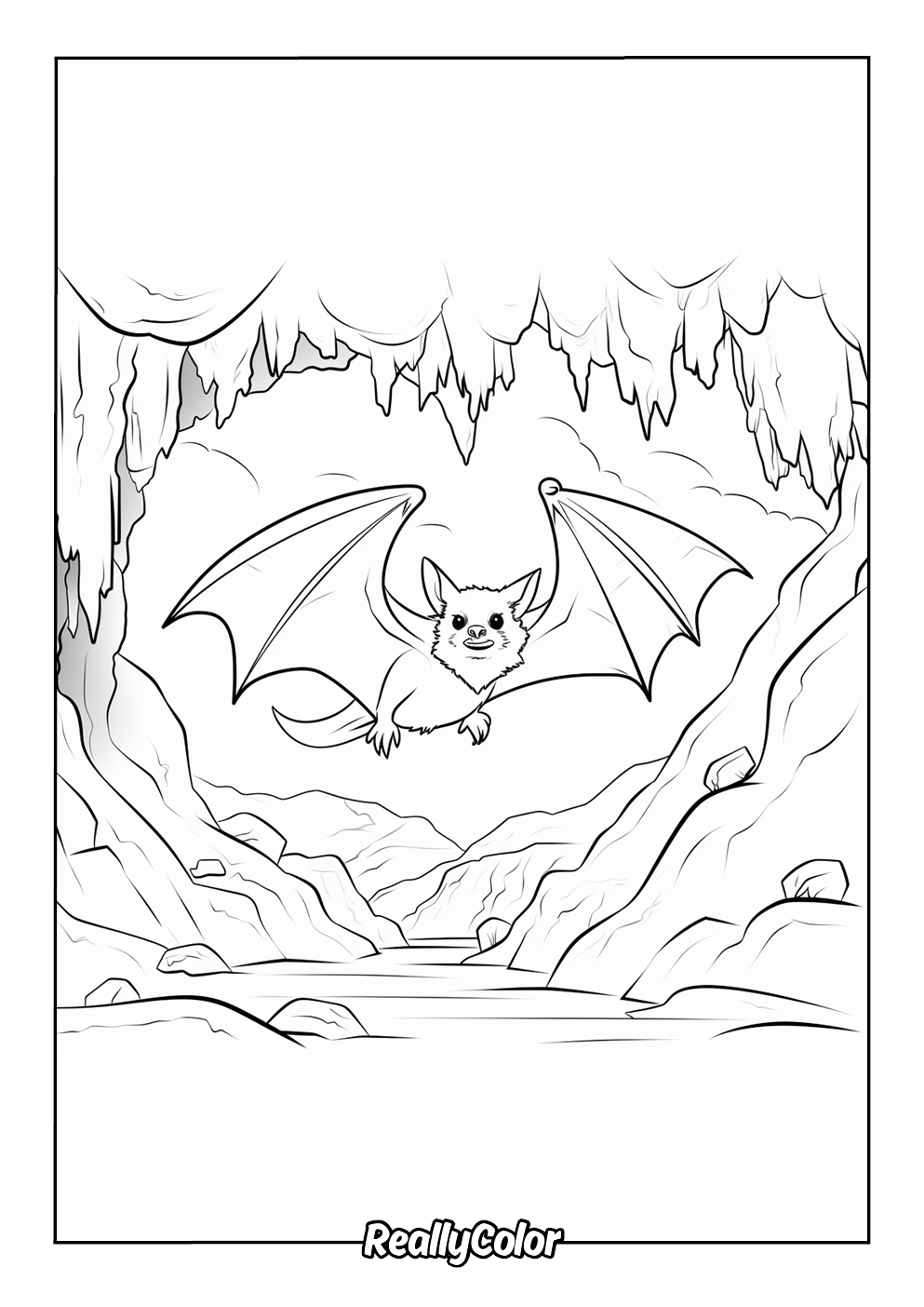 Bats cave coloring page