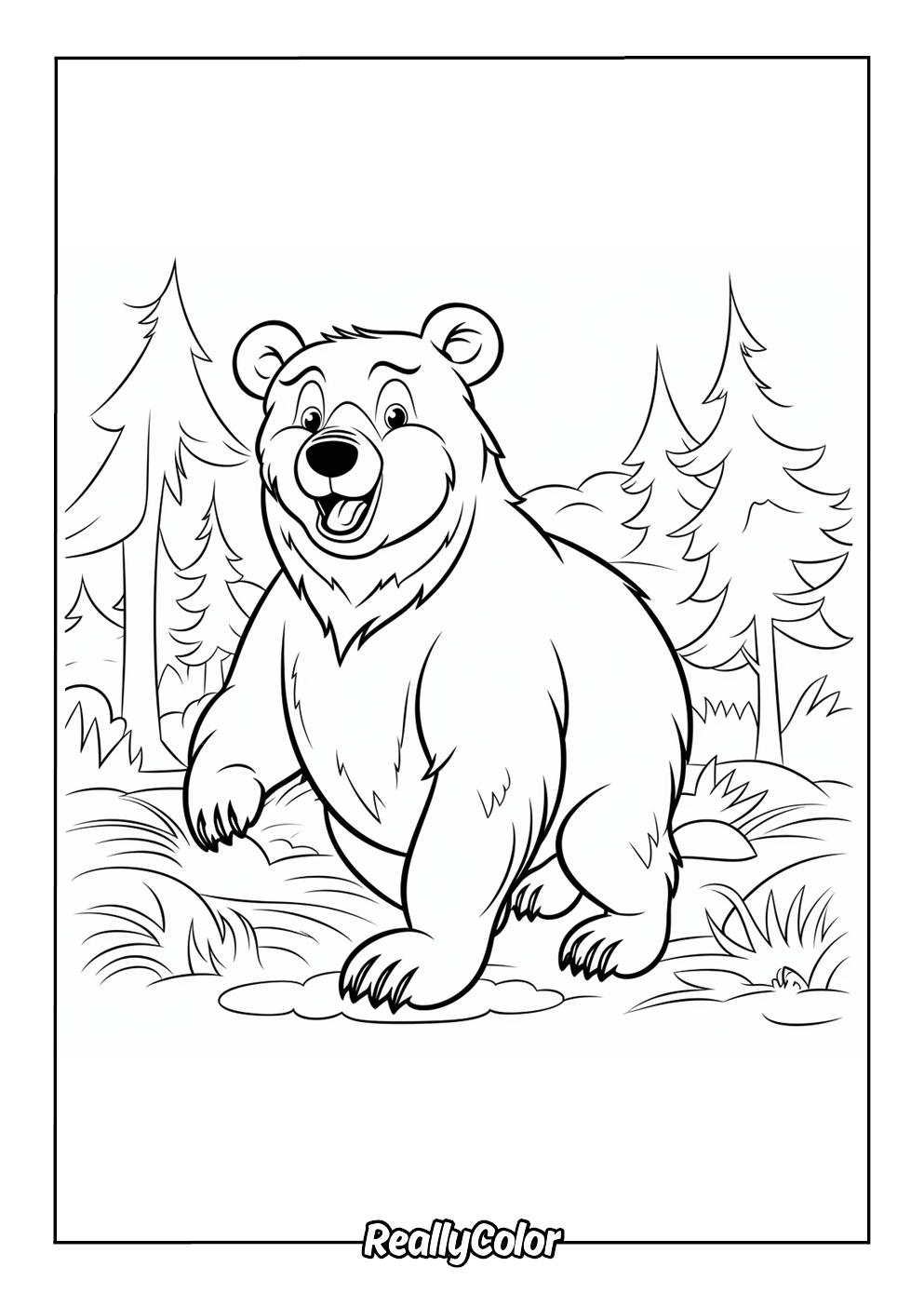 Bear color page for kids