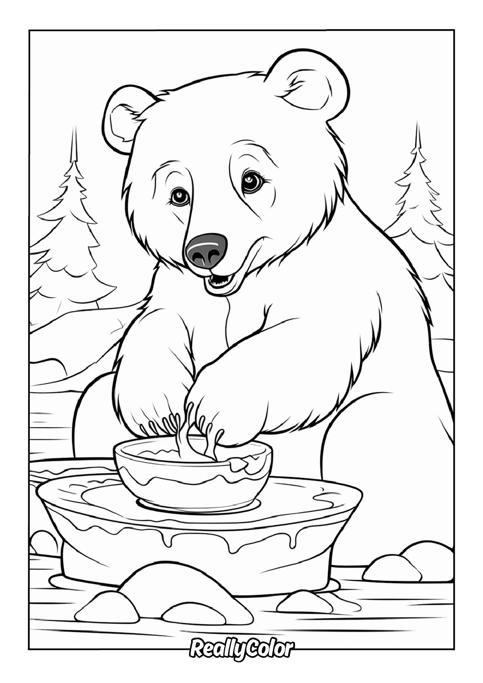 Bear eating honey