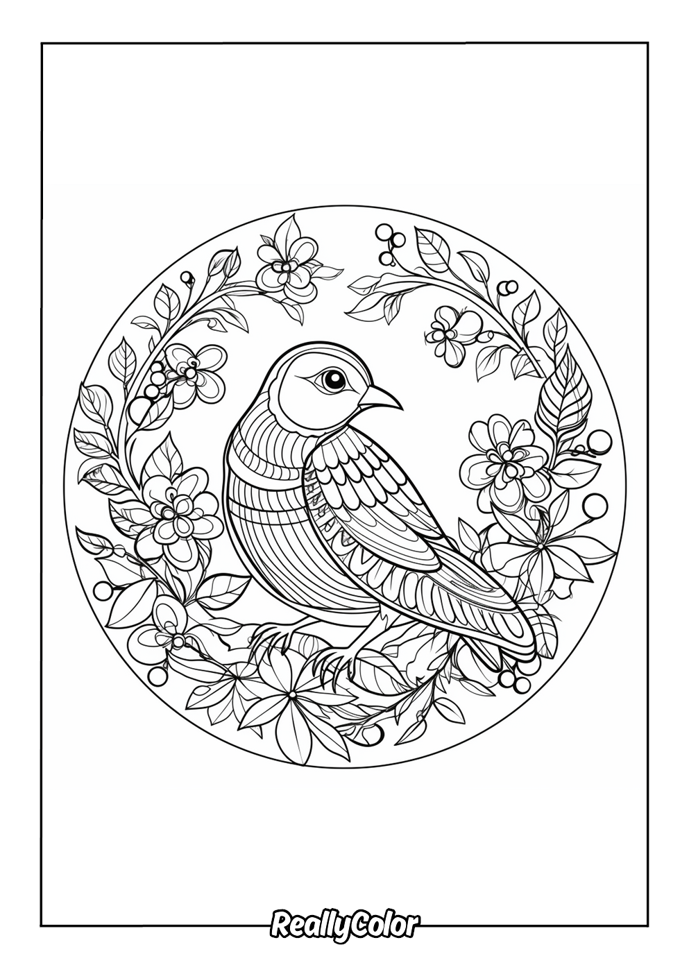 Beautiful coloring page of a bird