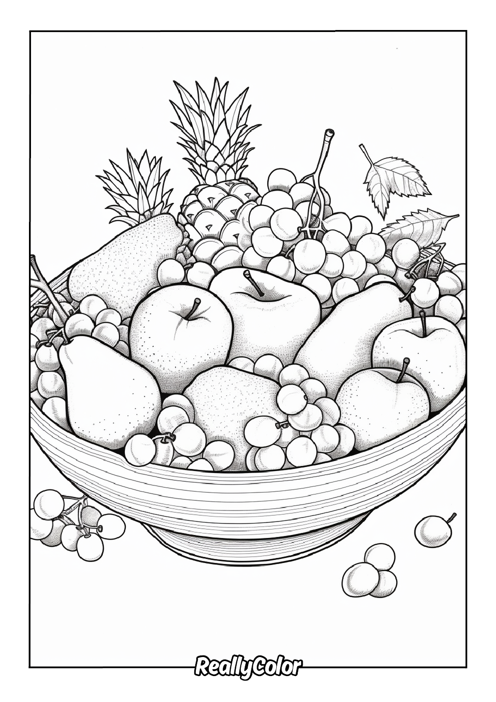 Beautiful fruits basket coloring page