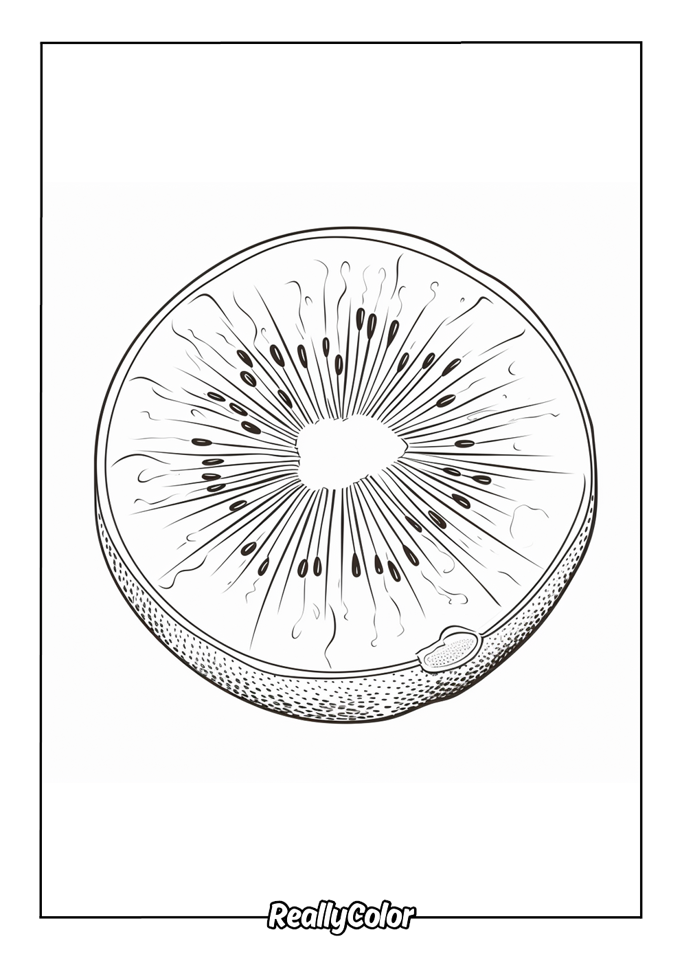 Beautiful kiwi fruit coloring page