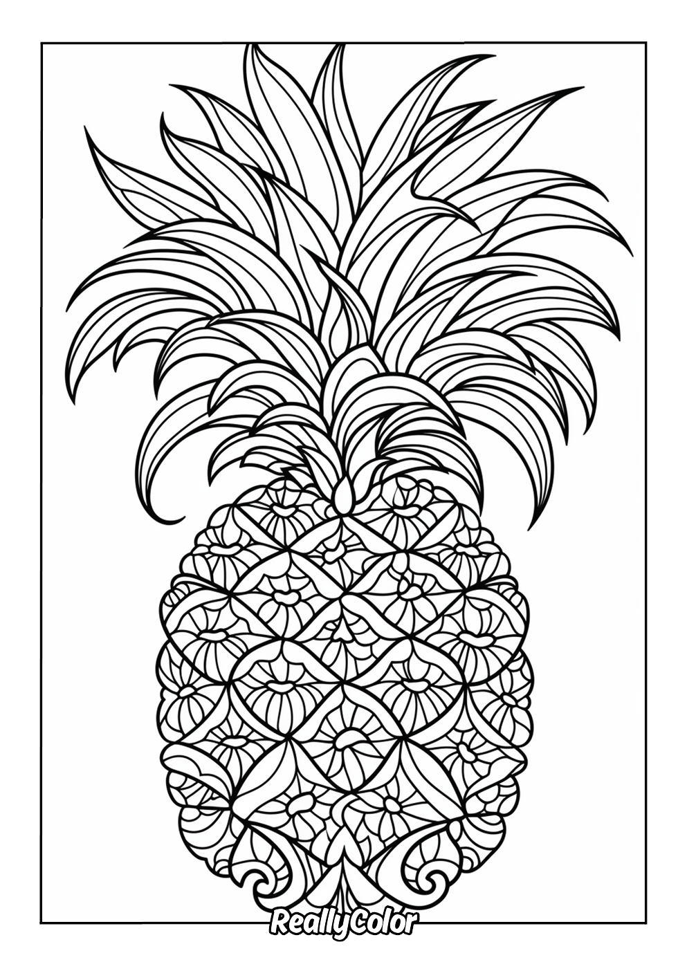 Beautiful pineapple mandala coloring page