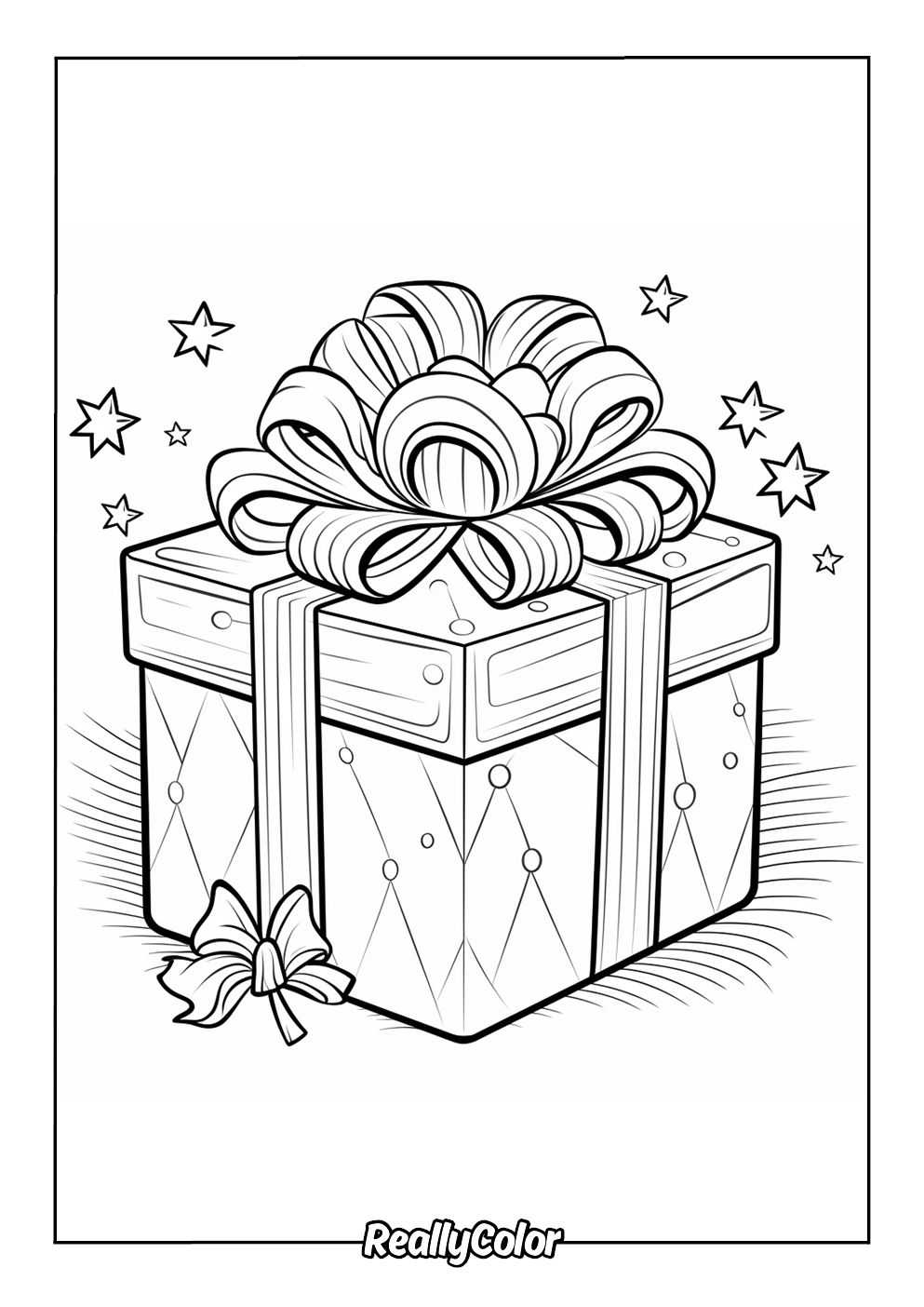 Beautiful present box coloring page