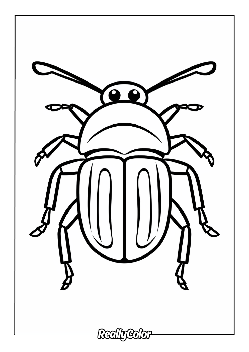 Beetle easy coloring page for kids