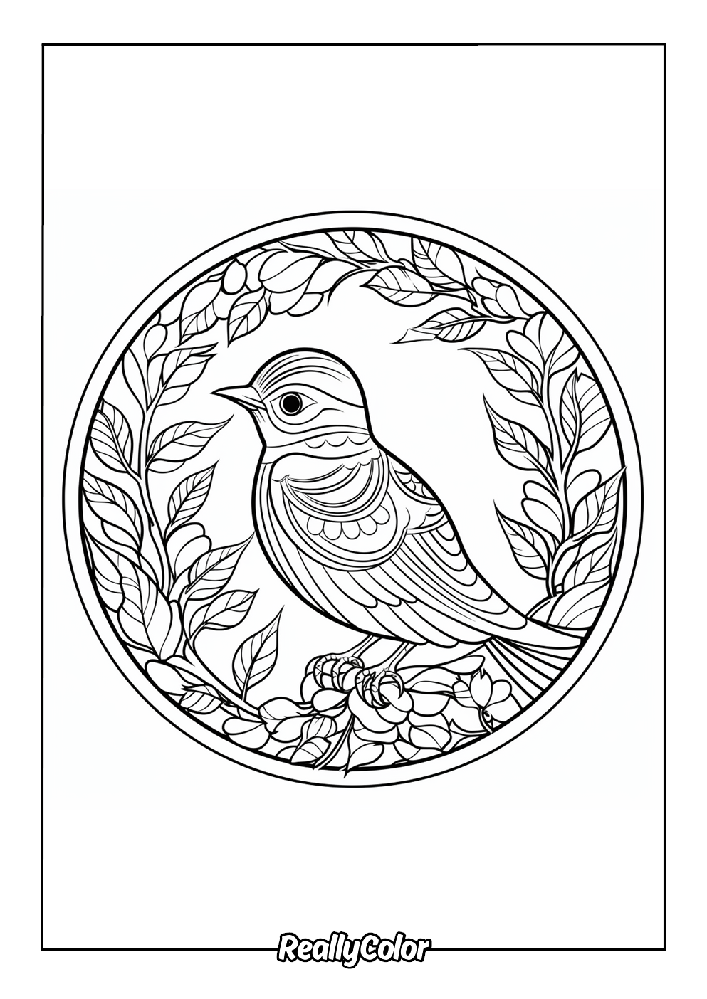 Bird mandala coloring page