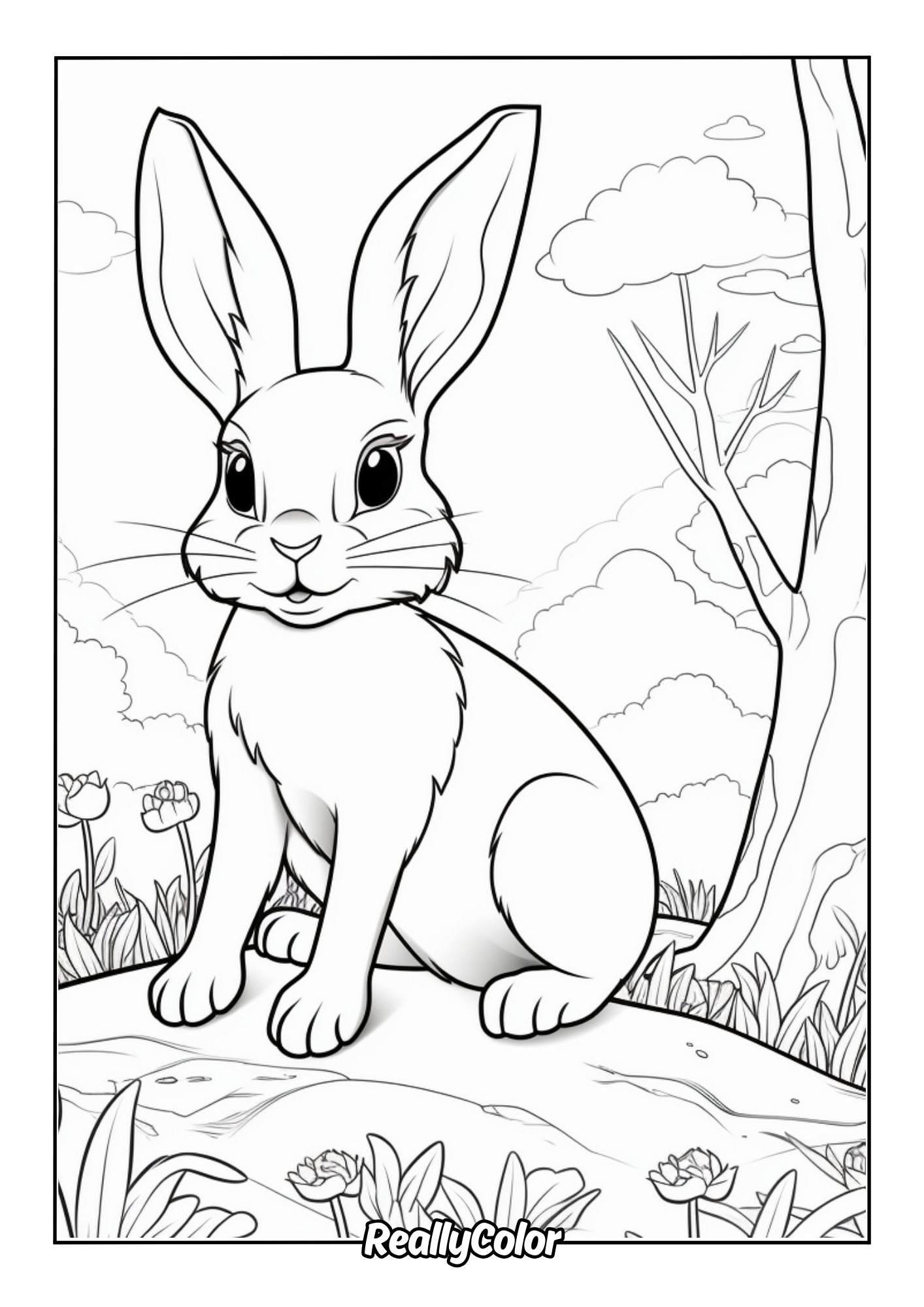 Bunny coloring page for adults