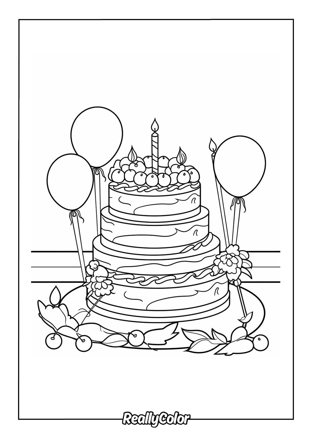Cake coloring page printable