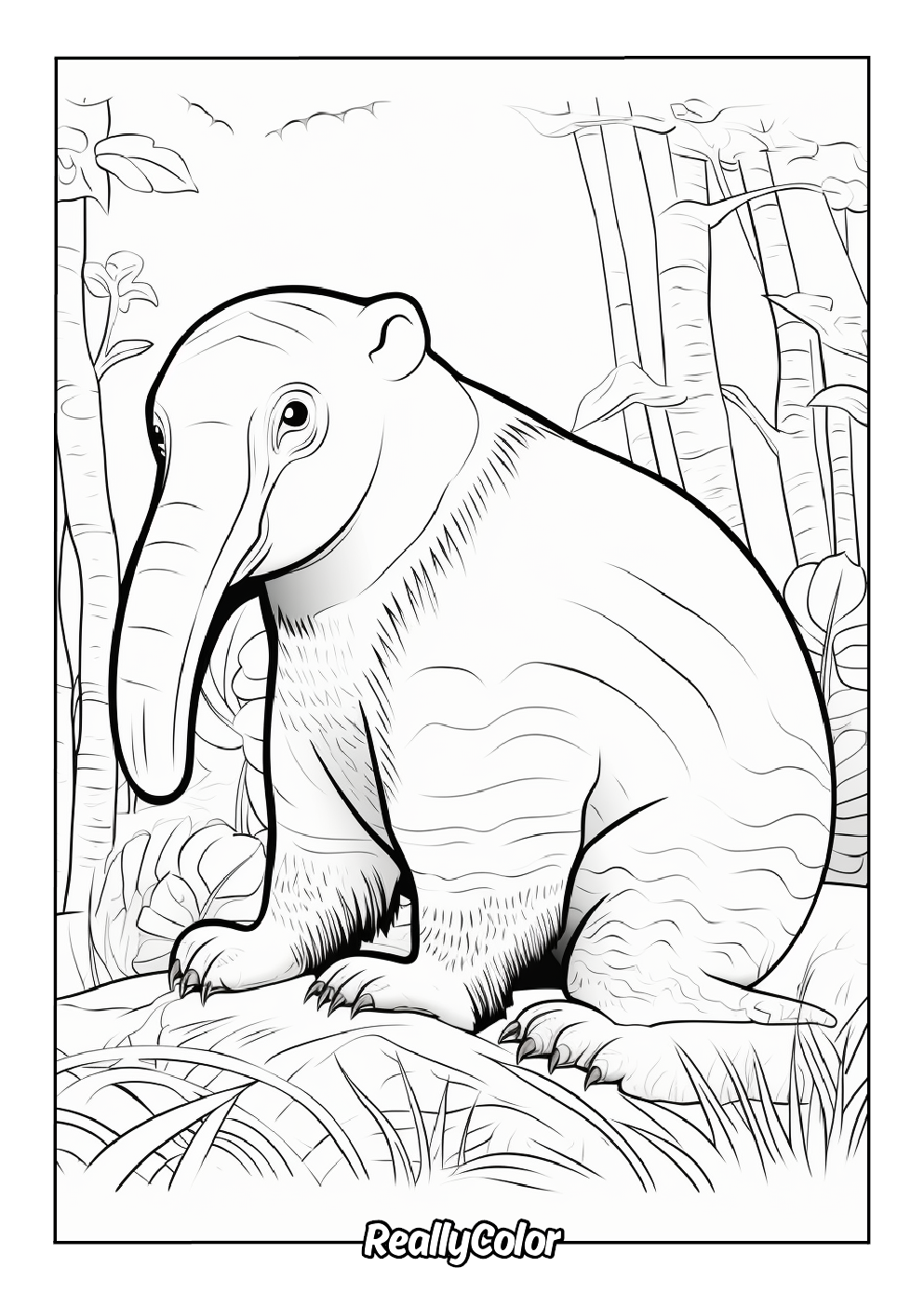 Cartoon anteater color page