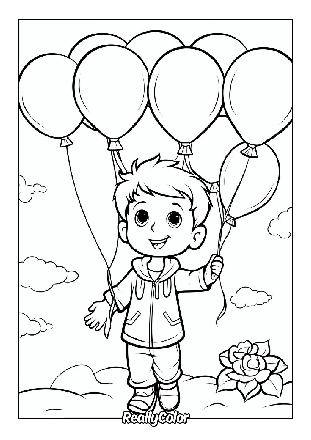 Cartoon balloons coloring page