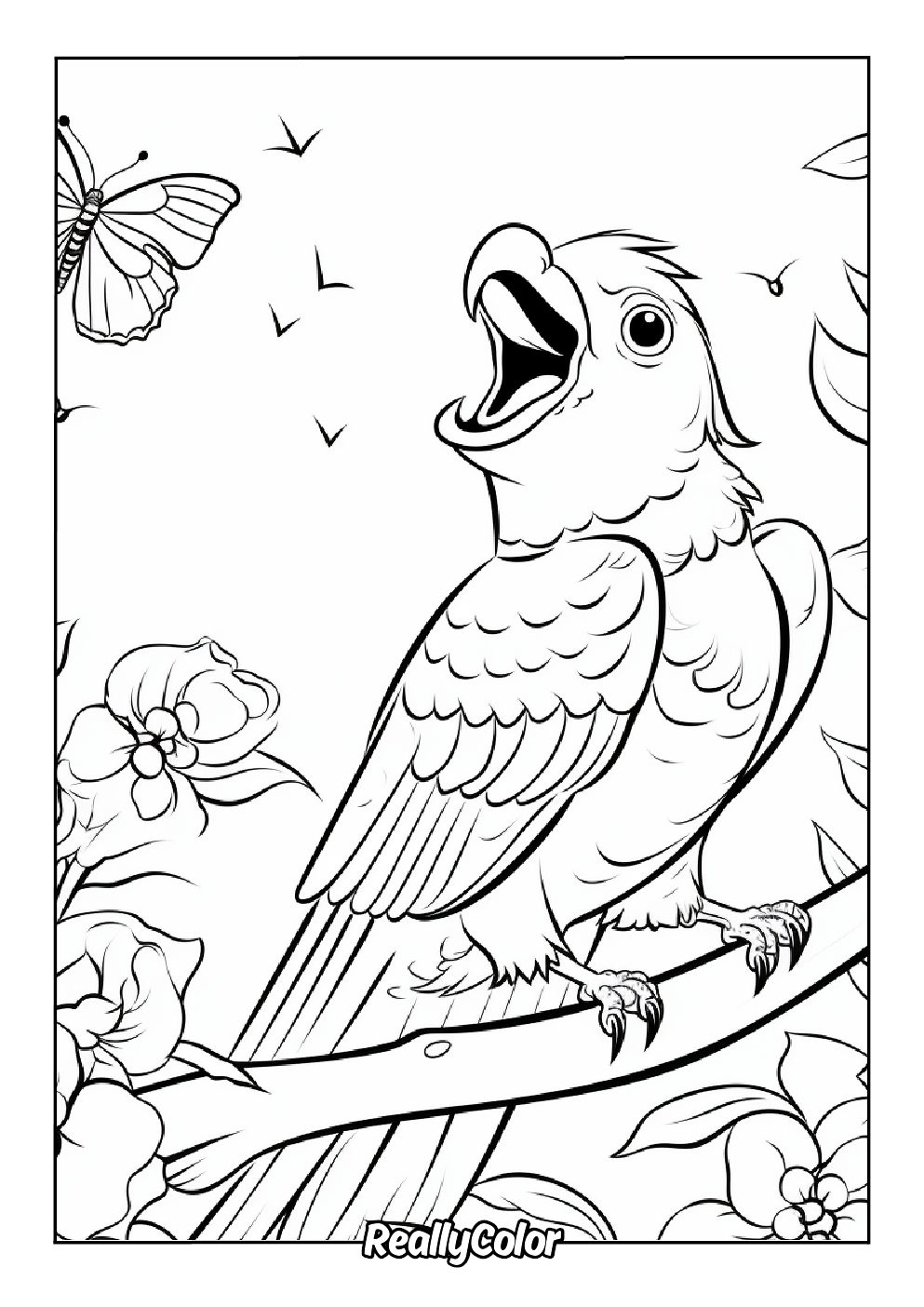 Cartoon bird coloring page