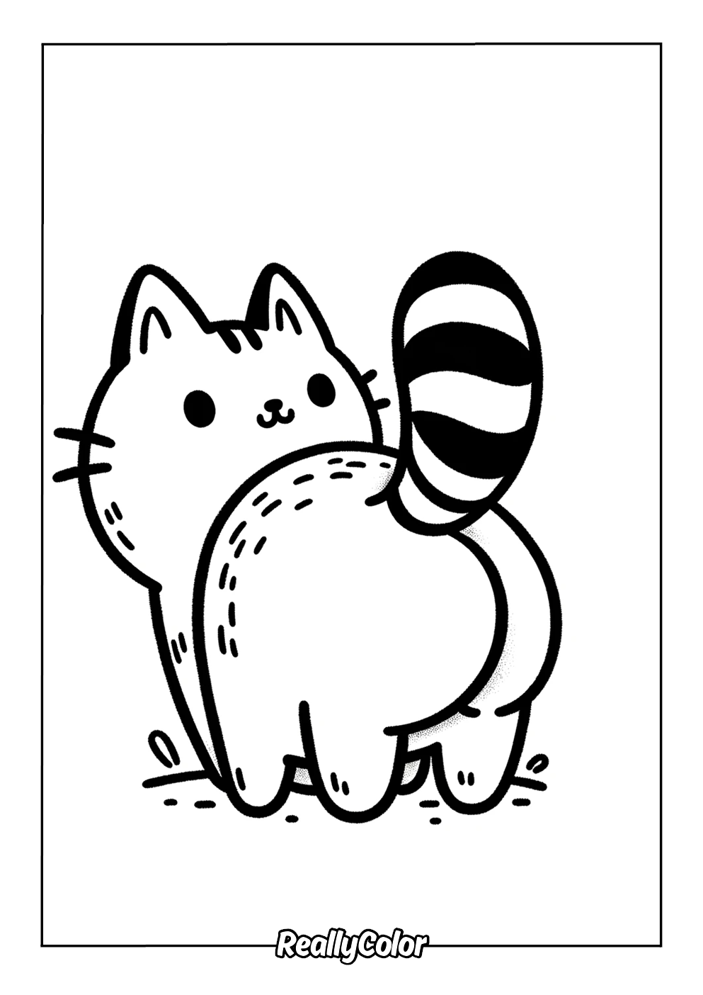 Cartoon cat butt coloring page