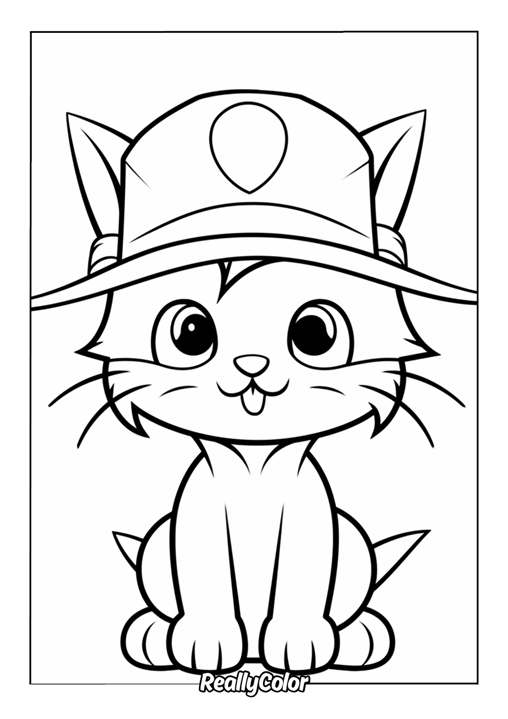 Cartoon cat coloring page for kids