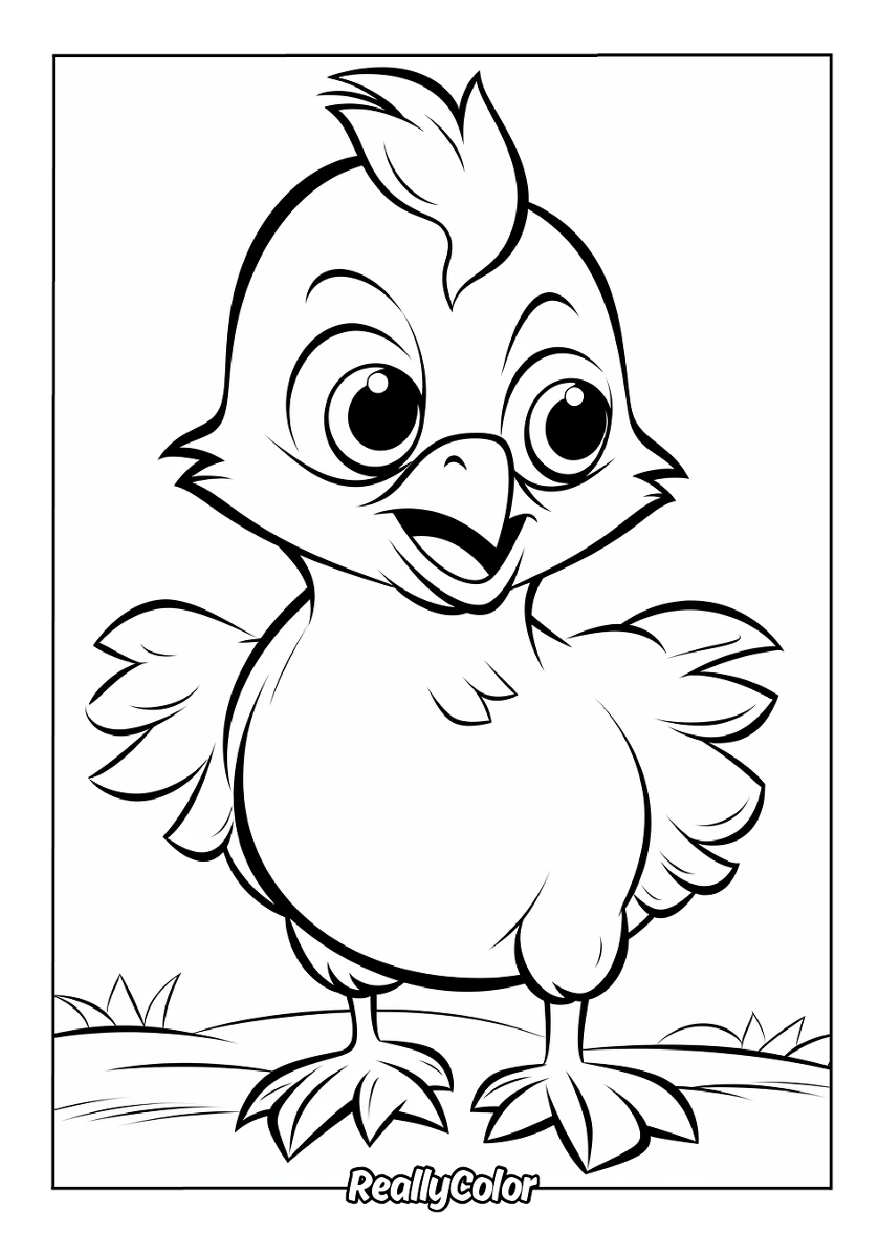 Cartoon chick for coloring
