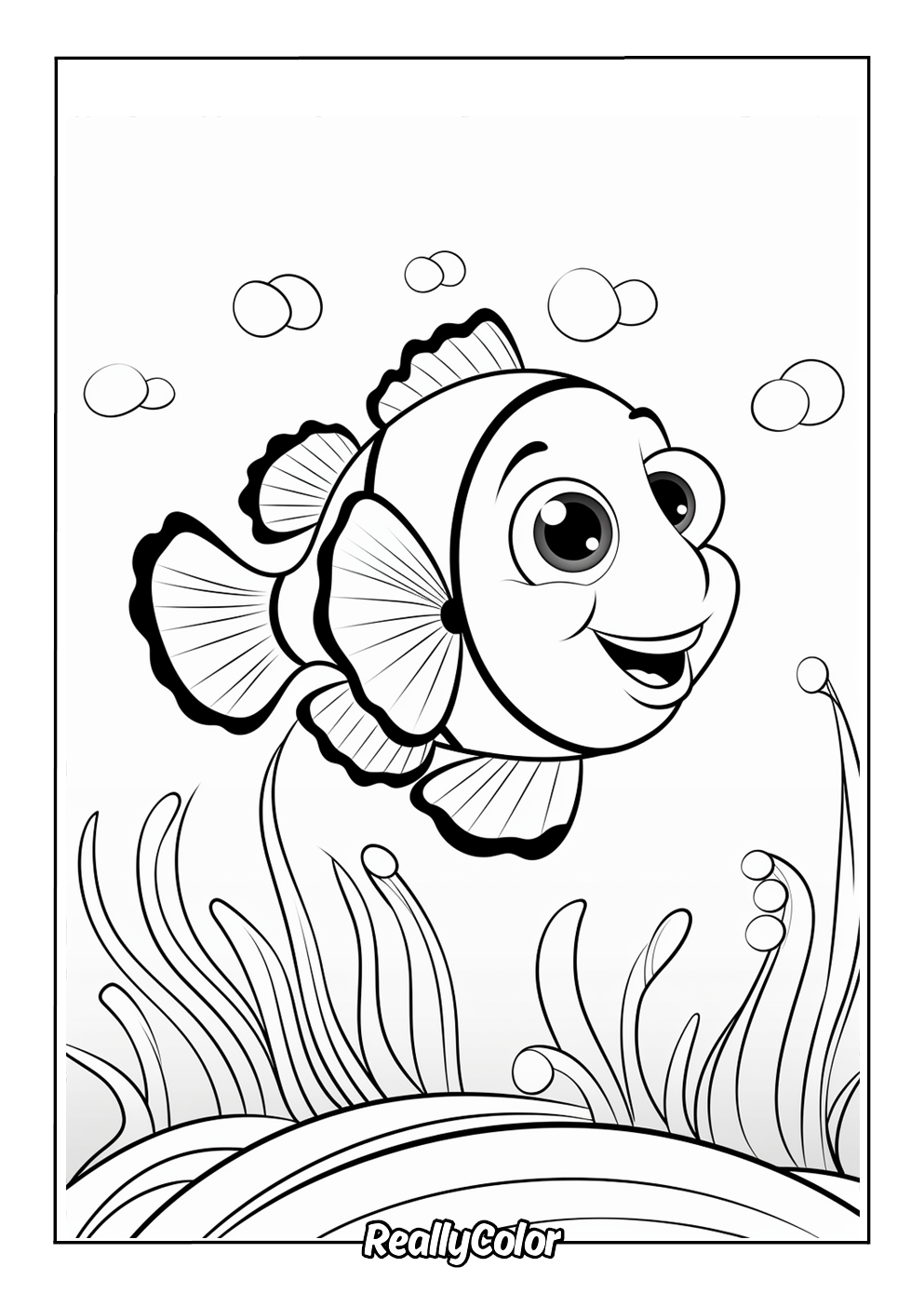 Cartoon clownfish to color