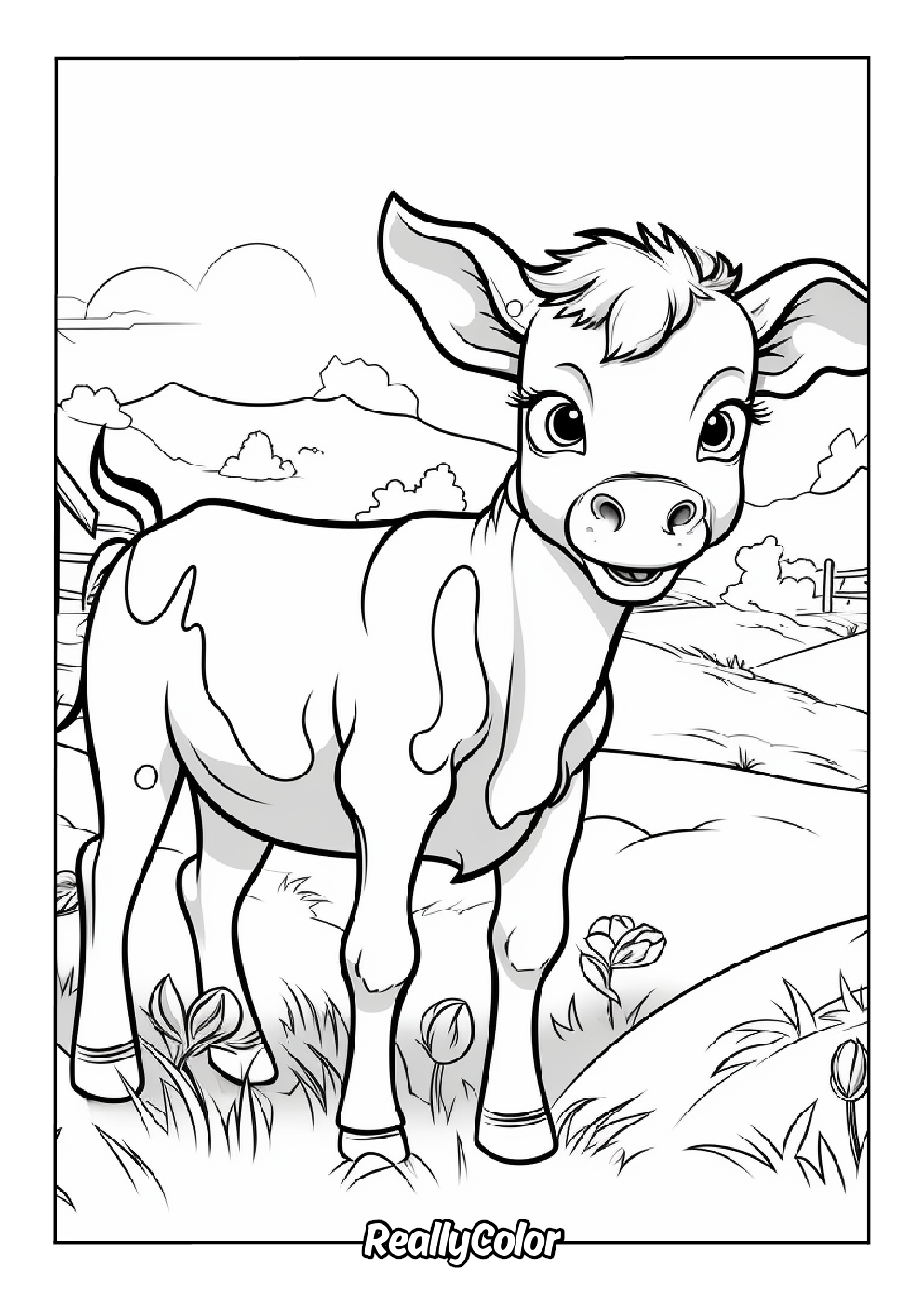 Cartoon cow coloring page