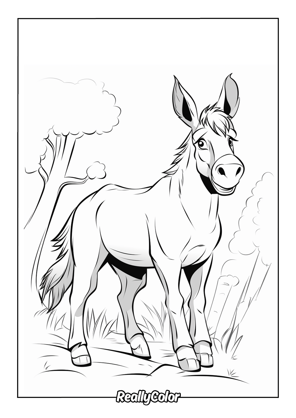 Cartoon donkey to color