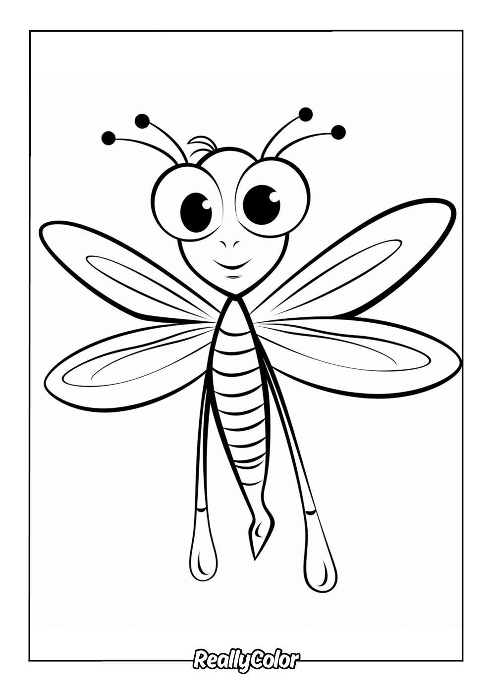 Cartoon dragonfly color page