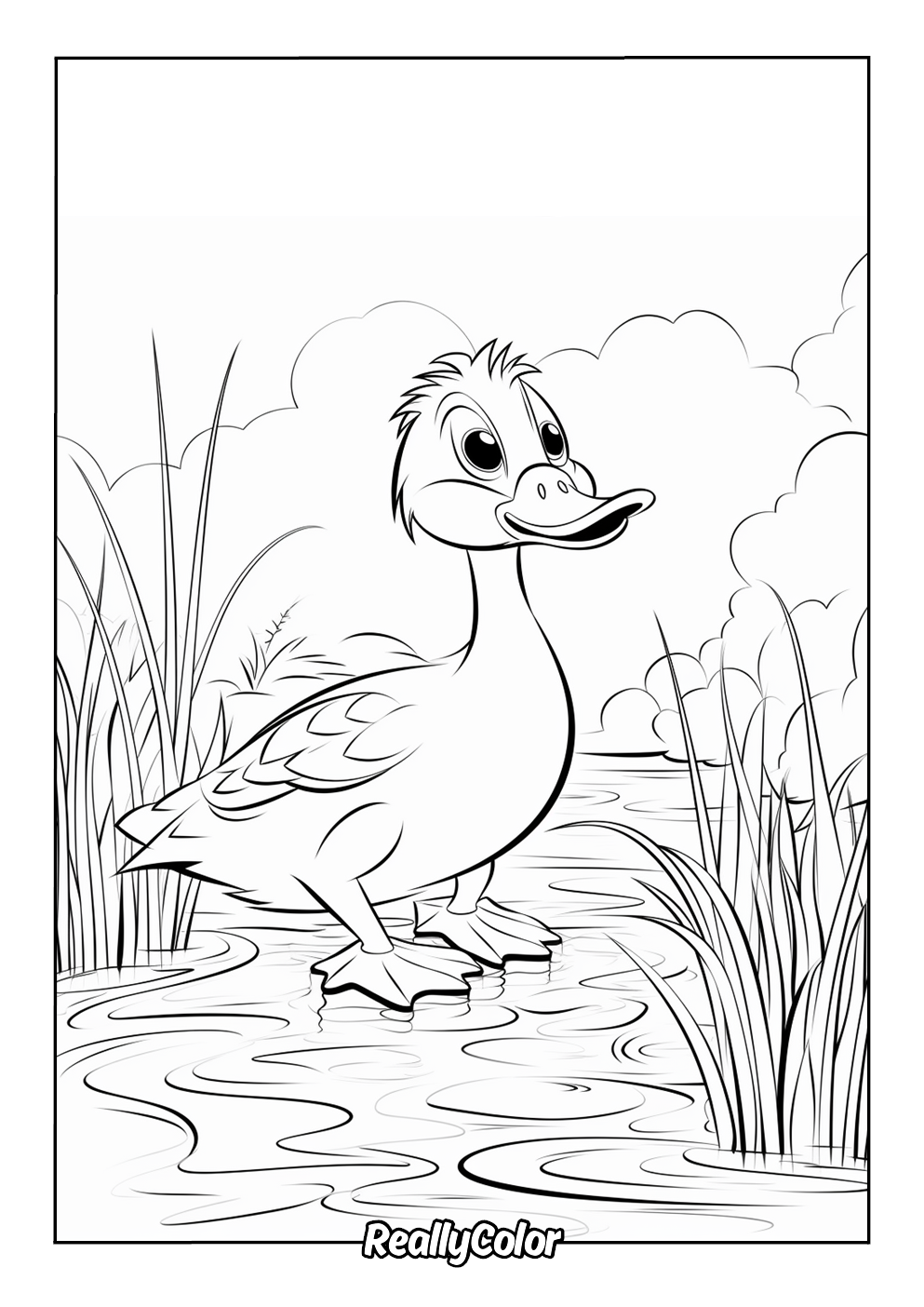 Cartoon duck for coloring