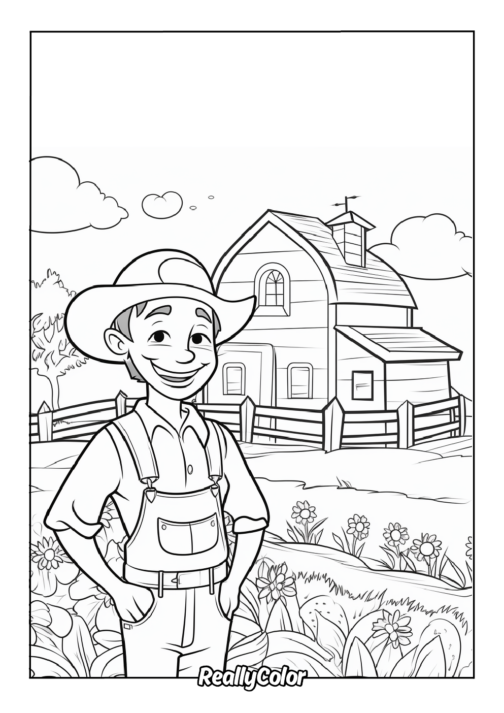 Cartoon farmer color page