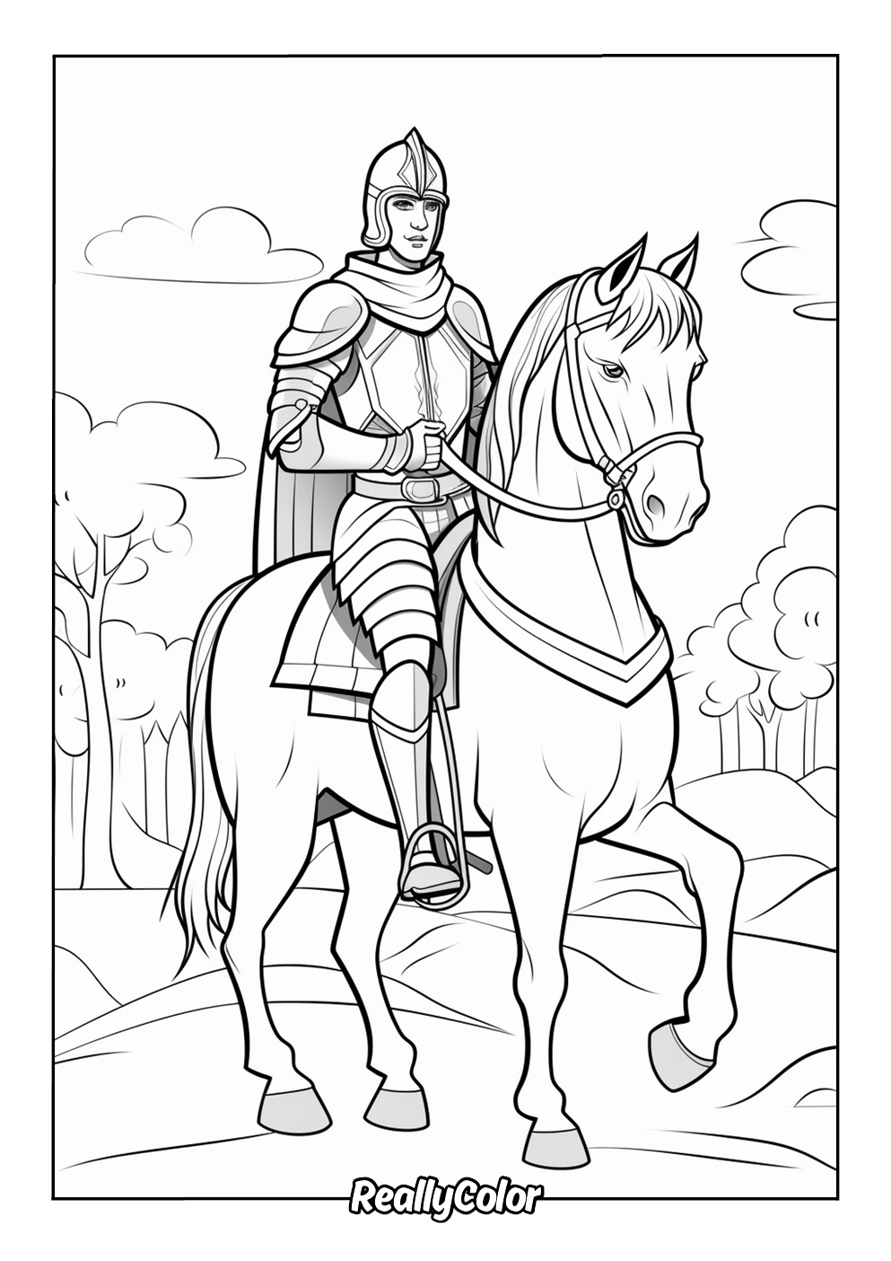 Cartoon knight for coloring
