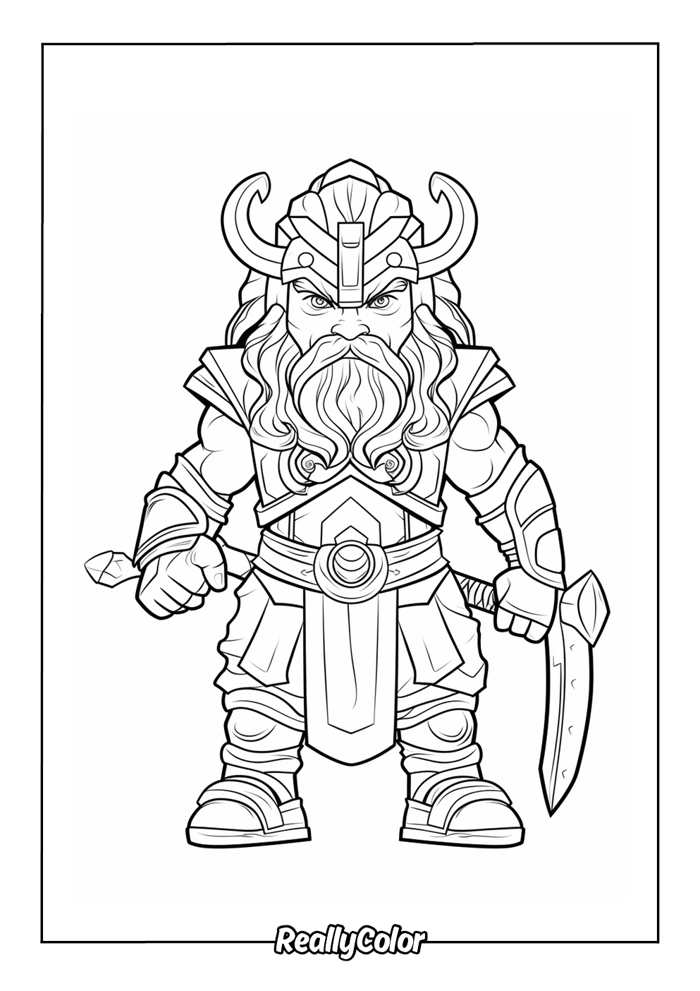 Cartoon viking to color
