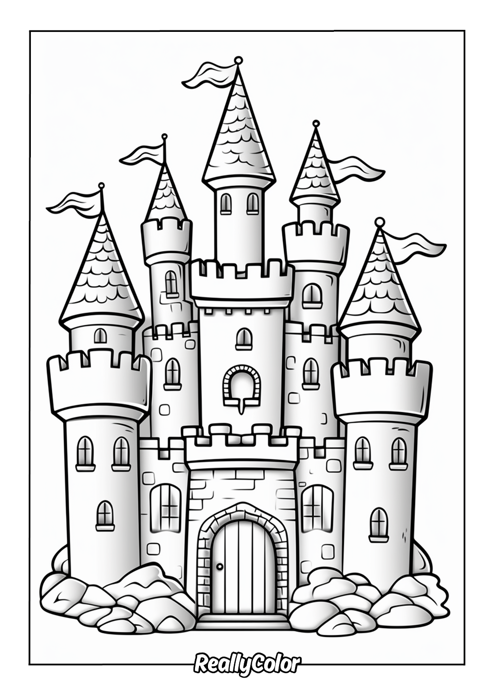 Castle coloring page for kids
