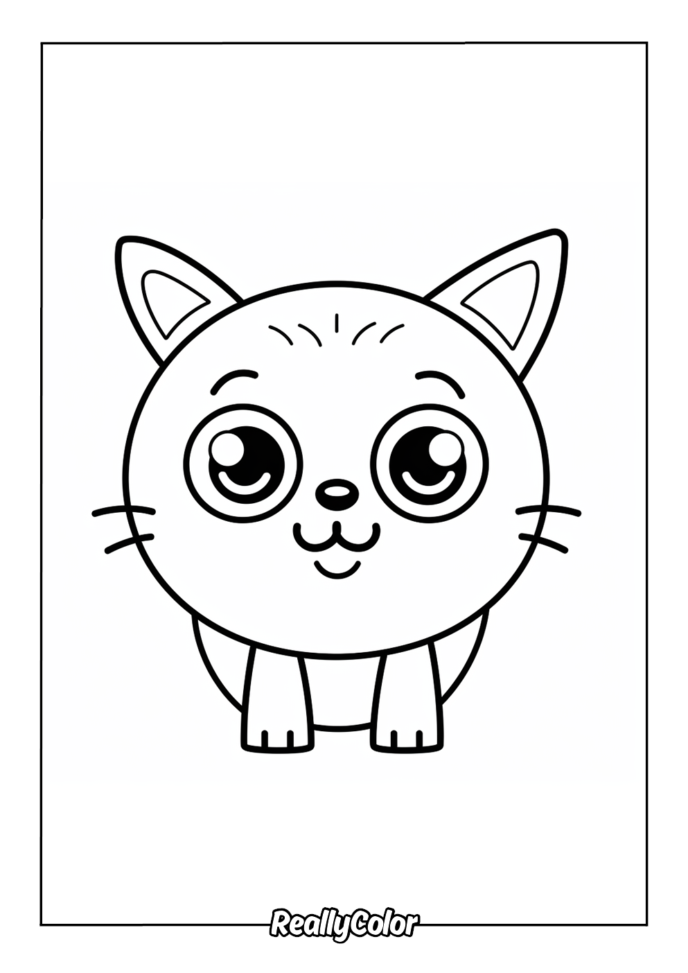 Cat face color page for kids