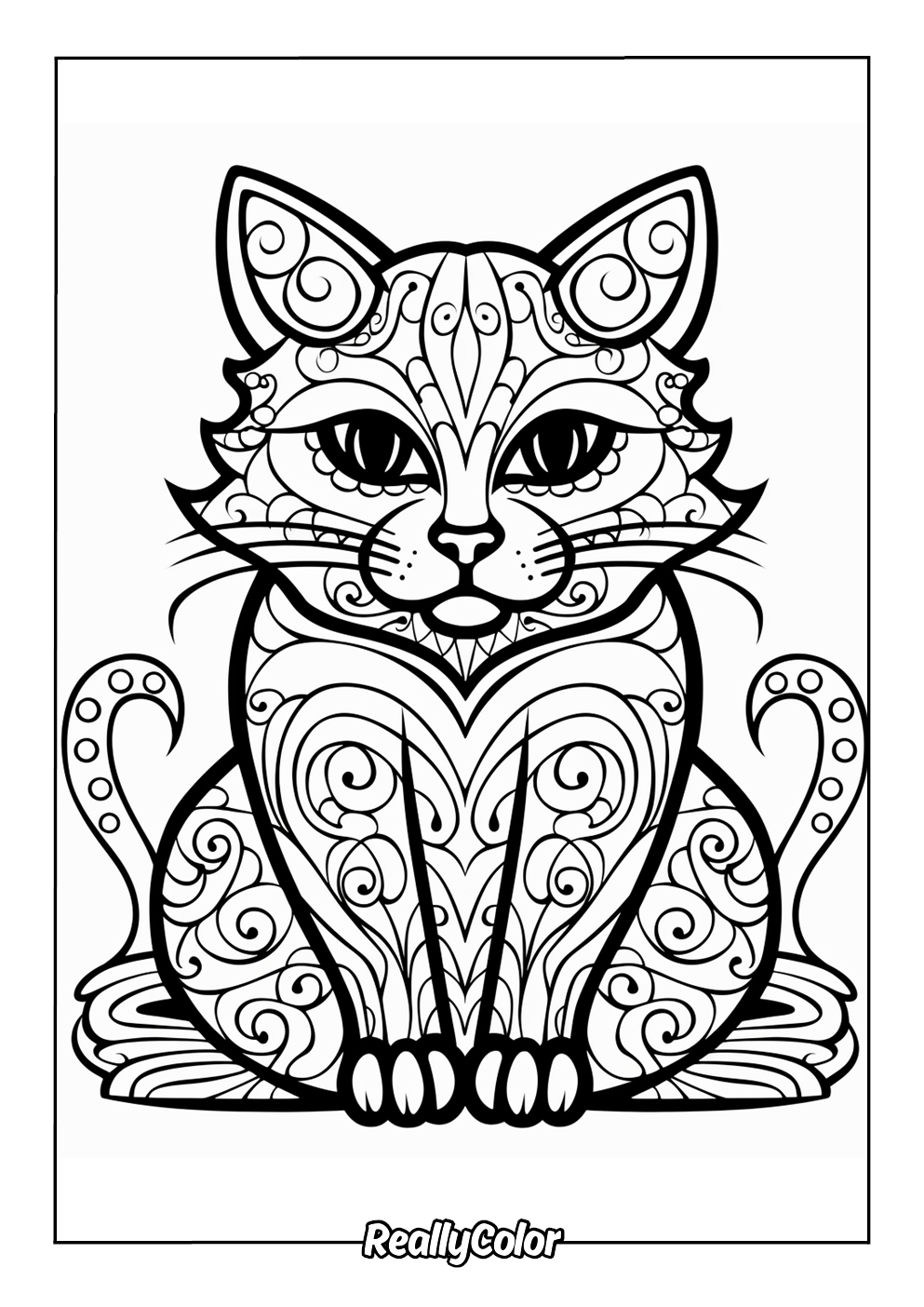 Cat mandala coloring page