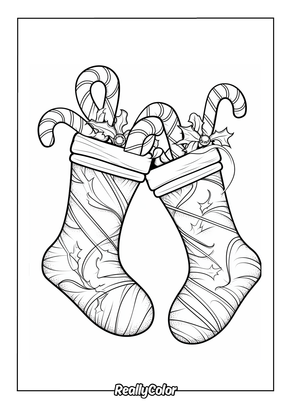 Christmas candy canes coloring page
