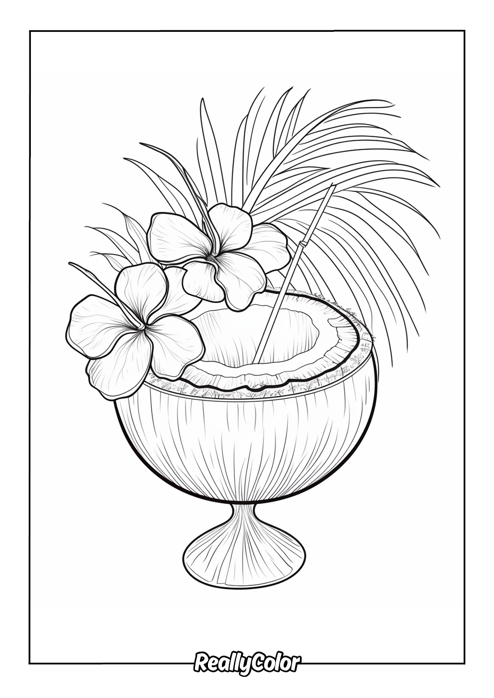 Coconut drink coloring page