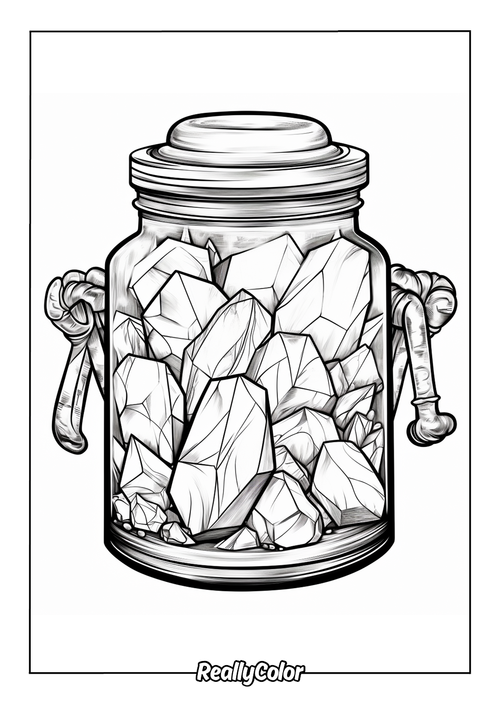 Color page of crystals jar