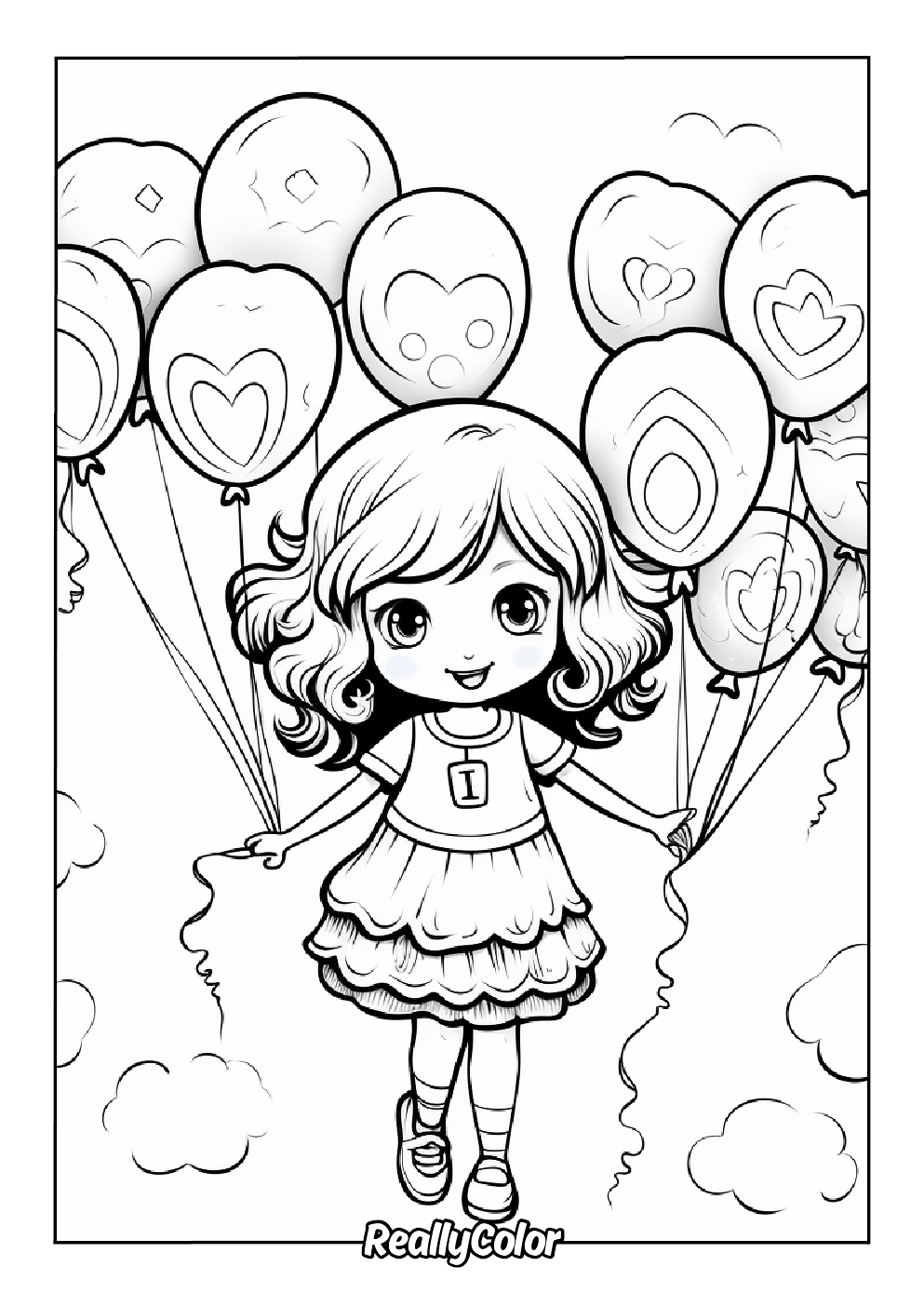 Colorful balloons color page