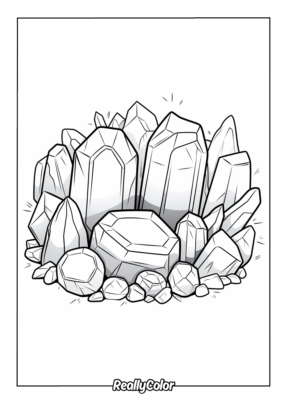 Colorful crystals coloring page