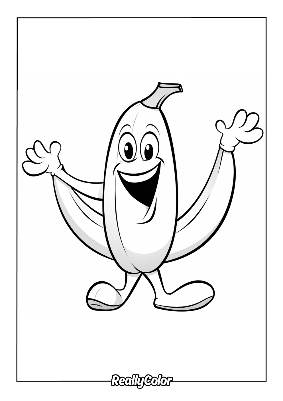 Coloring page of a banana