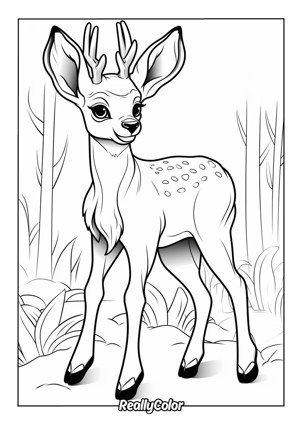 Coloring page of a deer