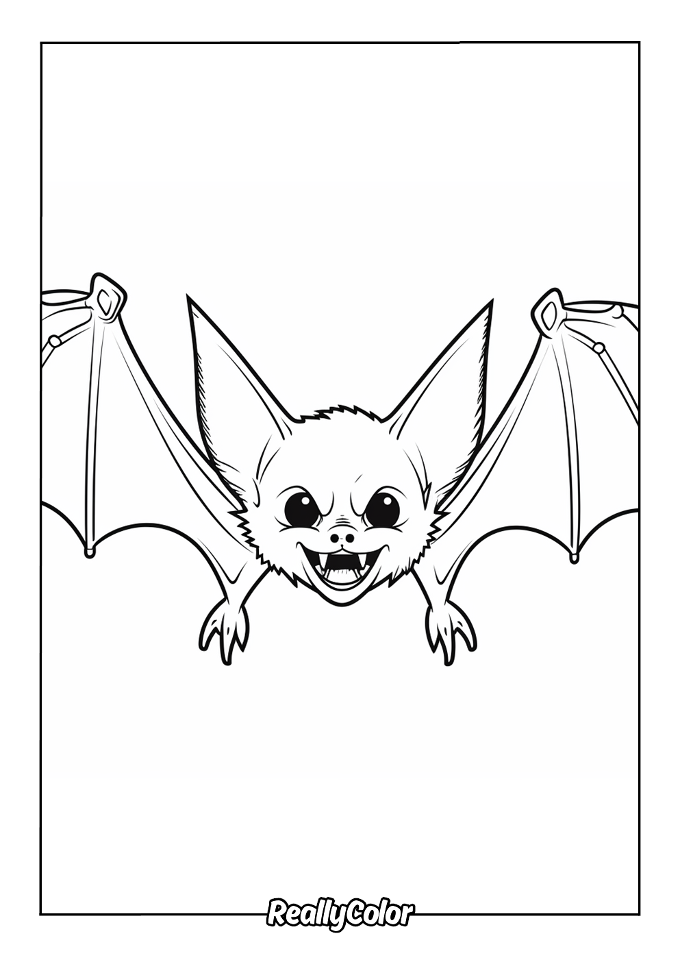 Coloring page of a scary bat